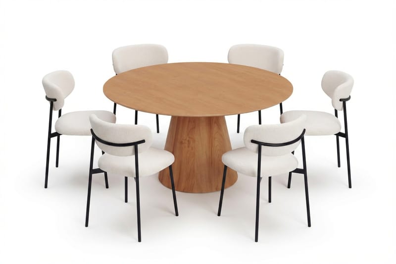 Siena spisegruppe rund 150 cm eg med 6 Lucy spisestole - Eg - Møbler - Borde - Spisebordssæt