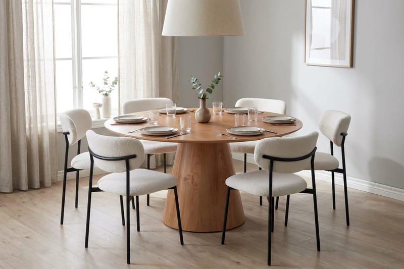 Siena spisegruppe rund 150 cm eg med 6 Lucy spisestole - Eg - Møbler - Borde - Spisebordssæt