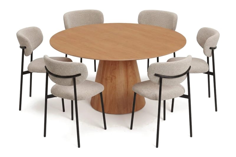 Siena spisegruppe rund 150 cm Eg med 6 Lucy-spisestole - Eg - Møbler - Borde - Spisebordssæt