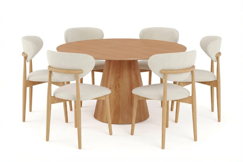 Siena spisegruppe rund 150 cm eg med 6 Molly spisestole - Eg - Møbler - Borde - Spisebordssæt