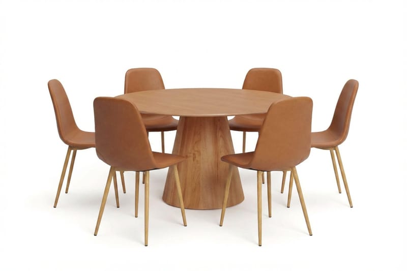 Siena spisegruppe rund 150 cm eg med 6 Nibe spisestole, Eg