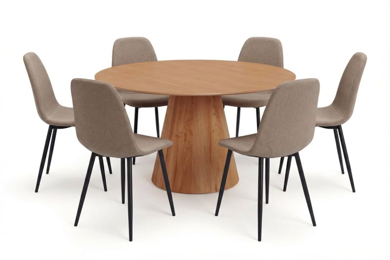 Siena spisegruppe rund 150 cm eg med 6 Nibe spisestole, Eg