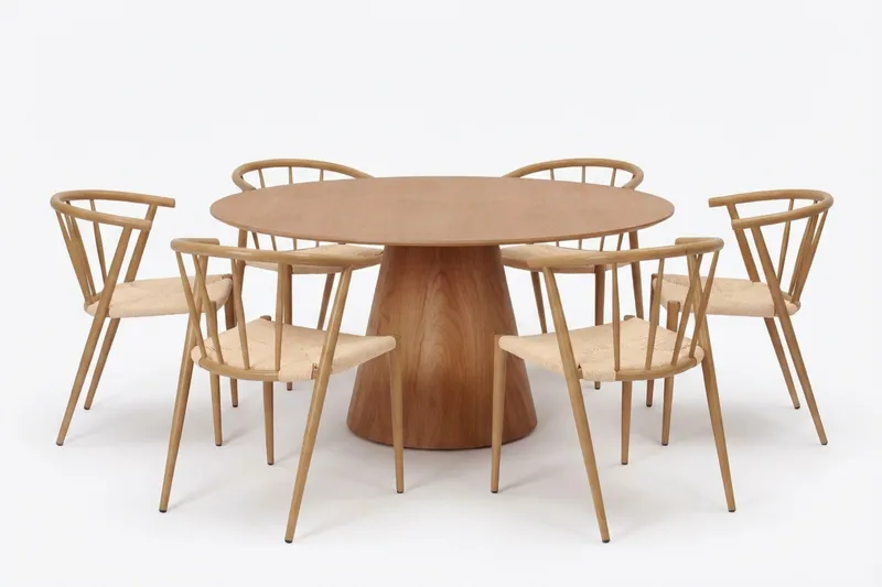 Siena spisegruppe rund 150 cm eg med 6 Winston spisestole - Eg - Møbler - Borde - Spisebordssæt