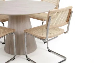 Siena spisegruppe rund 150 cm hvidlaseret med 6 Build spisestole - Hvidbejdset eg - Møbler - Borde - Spisebordssæt