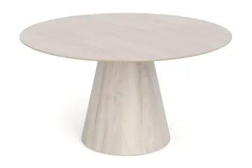 Siena spisegruppe rund 150 cm hvidlaseret med 6 Build spisestole - Hvidbejdset eg - Møbler - Borde - Spisebordssæt