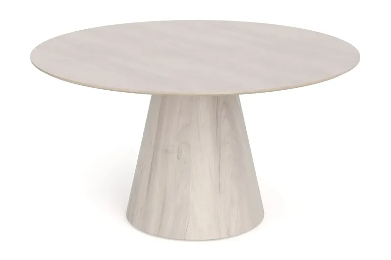 Siena spisegruppe rund 150 cm hvidlaseret med 6 Build spisestole - Hvidlaseret/Natur/krom - Møbler - Borde - Spisebordssæt