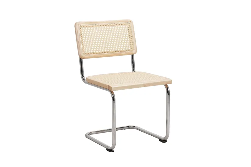 Siena spisegruppe rund 150 cm hvidlaseret med 6 Build spisestole - Hvidlaseret/Natur/krom - Møbler - Borde - Spisebordssæt