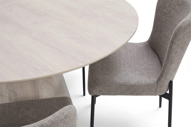 Siena spisegruppe rund 150 cm hvidlaseret med 6 Elsie-spisestole - Hvidlaseret/Lysegrå - Møbler - Borde - Spisebordssæt