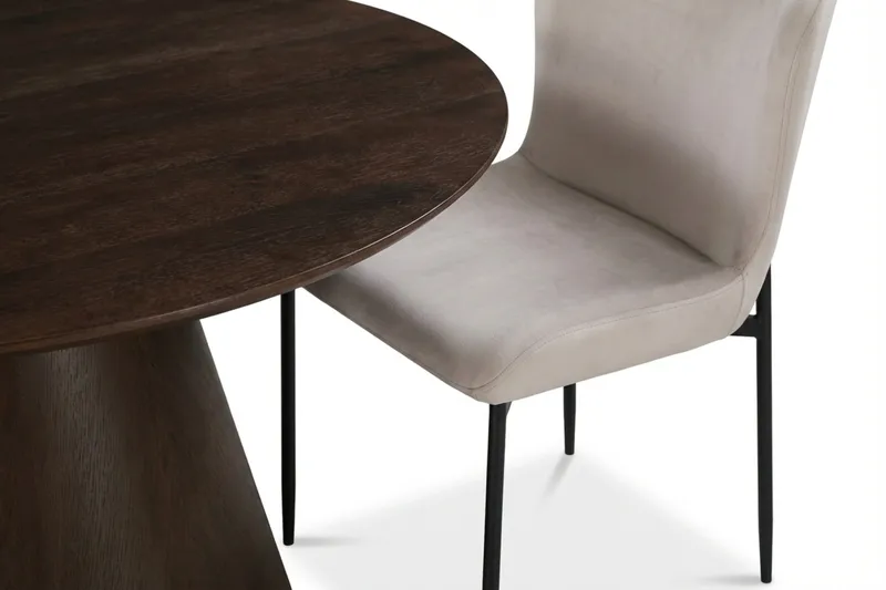 Siena Spisegruppe Rund 150 cm Røget Eg med 6 Elsie Spisestole - Røget Eg/Beige - Møbler - Borde - Spisebordssæt