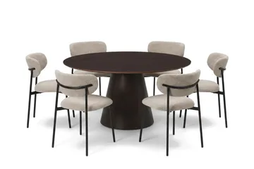 Siena spisegruppe rund 150 cm Røget eg med 6 Lucy-spisestole - Røget eg - Møbler - Borde - Spisebordssæt