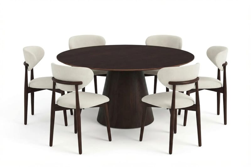 Siena spisegruppe rund 150 cm røget eg med 6 Molly spisestole - Røget eg - Møbler - Borde - Spisebordssæt