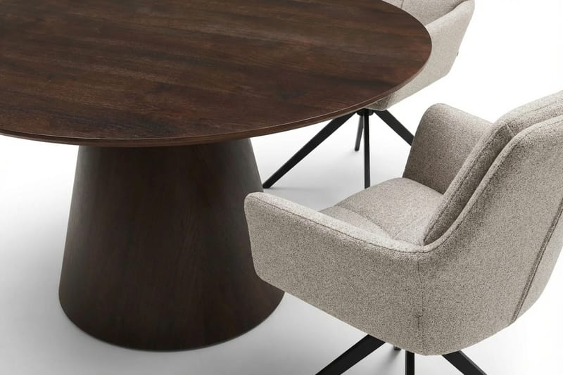 Siena spisegruppe rund 150 cm Røget eg med 6 Torsby spisestole - Røget eg - Møbler - Borde - Spisebordssæt