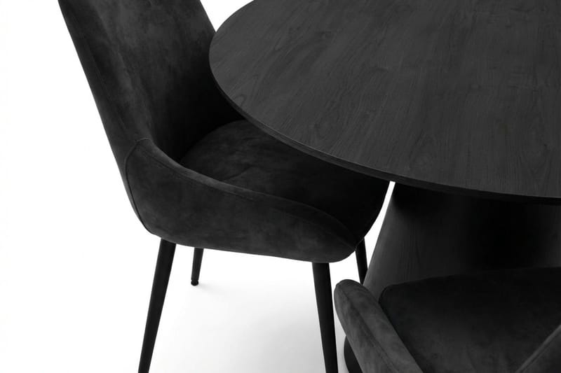 Siena spisegruppe rund 150 cm Sort med 6 Alsarp spisestole - Sort - Møbler - Borde - Spisebordssæt