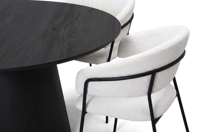 Siena spisegruppe rund 150 cm sort med 6 Karol spisebordsstole - Sort - Møbler - Borde - Spisebordssæt