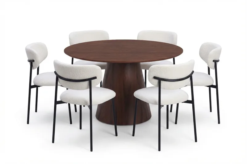 Siena spisegruppe rund 150 cm sort med 6 Lucy spisestole, Sort