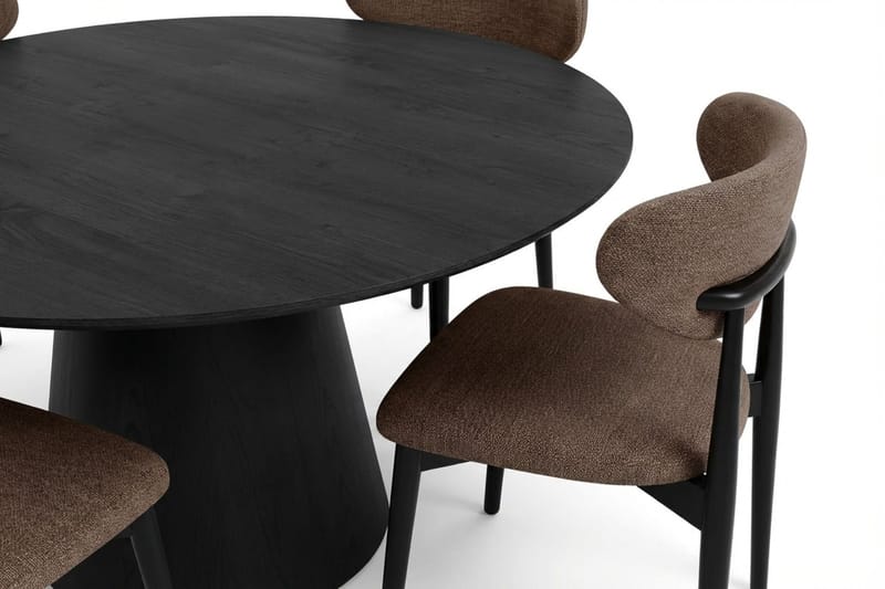 Siena spisegruppe rund 150 cm sort med 6 Molly spisestole - Sort - Møbler - Borde - Spisebordssæt