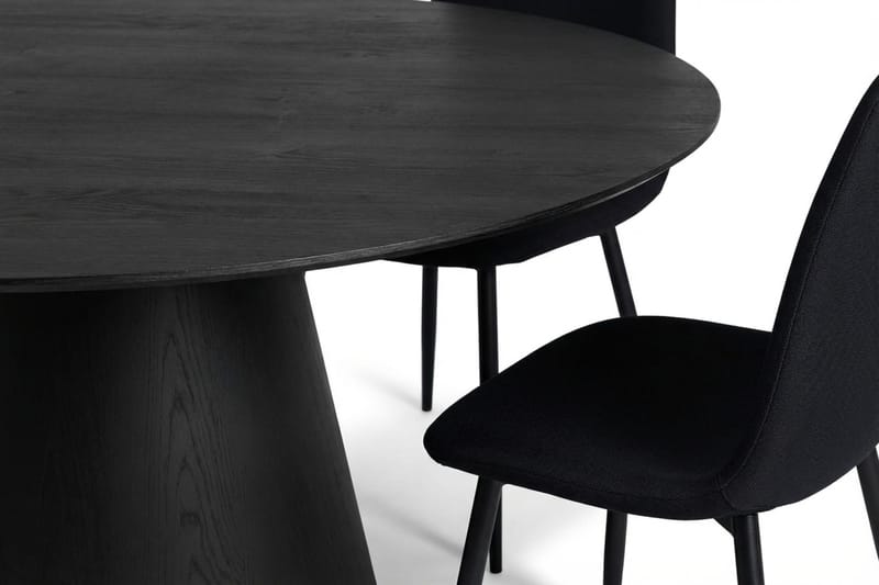 Siena spisegruppe rund 150 cm sort med 6 Nibe spisestole - Sort - Møbler - Borde - Spisebordssæt