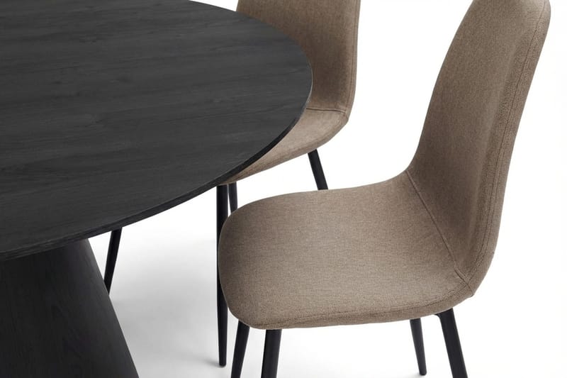 Siena spisegruppe rund 150 cm sort med 6 Nibe spisestole - Sort - Møbler - Borde - Spisebordssæt