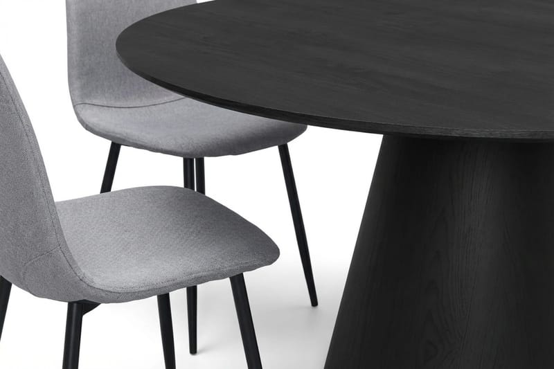 Siena spisegruppe rund 150 cm sort med 6 Nibe spisestole - Sort - Møbler - Borde - Spisebordssæt