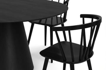 Siena spisegruppe rund 150 cm Sort med 6 Tyrö spisestole - Sortbejdset eg - Møbler - Borde - Spisebordssæt