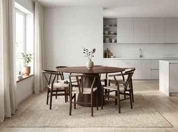 Siena spisegruppe rund 150 cm Valnød med 6 Dastoori spisestole - Valnød - Møbler - Borde - Spisebordssæt
