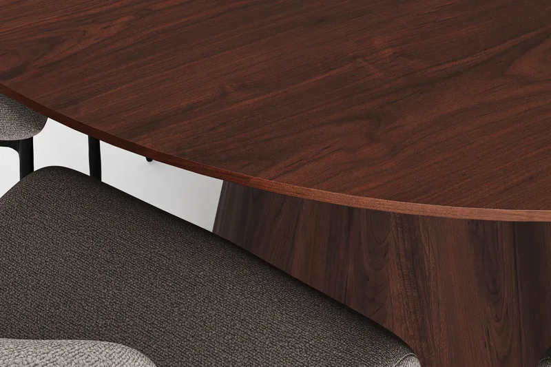 Siena spisegruppe rund 150 cm valnød med 6 Elsie spisestole - Valnød/Lysegrå - Møbler - Borde - Spisebordssæt