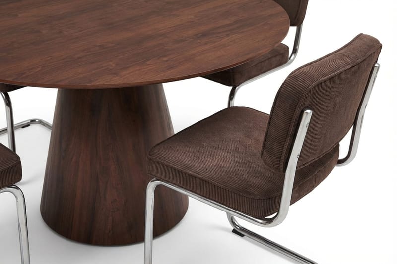 Siena spisegruppe rund 150 cm valnød med 6 Milva spisestole - Valnød - Møbler - Borde - Spisebordssæt