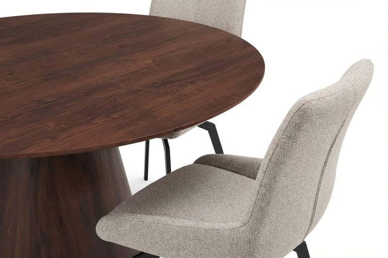 Siena spisegruppe rund 150 cm Valnød med 6 Mora spisestole - Valnød - Møbler - Borde - Spisebordssæt