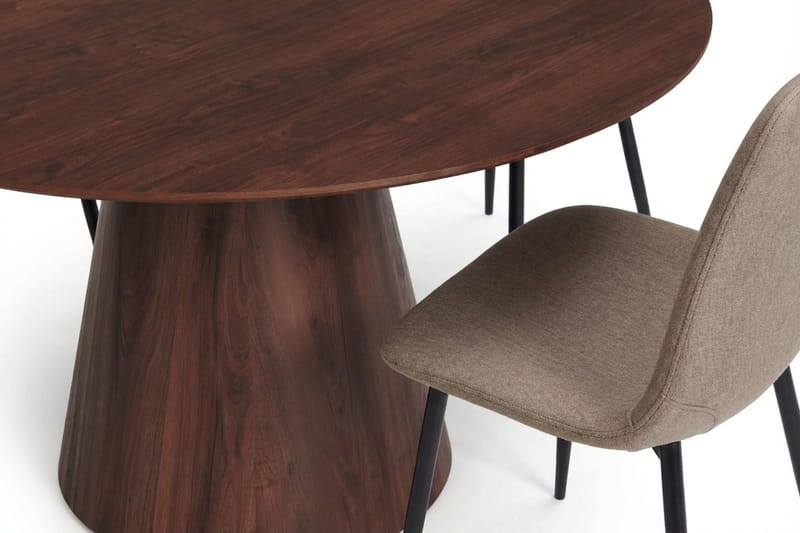 Siena spisegruppe rund 150 cm valnød med 6 Nibe spisestole - Valnød - Møbler - Borde - Spisebordssæt