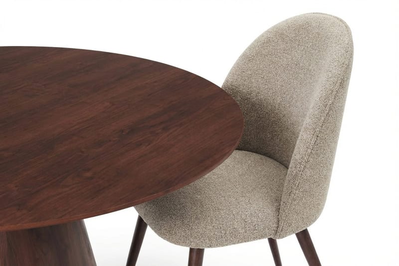 Siena spisegruppe rund 150 cm valnød med 6 Nibe Plus spisebordsstole - Valnød - Møbler - Borde - Spisebordssæt