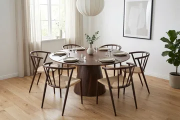 Siena spisegruppe rund 150 cm Valnød med 6 Winston spisestole - Valnød - Møbler - Borde - Spisebordssæt