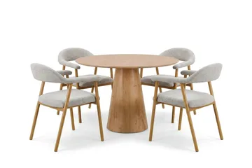 Siena spisegruppe rundt 110 cm eg med 4 Ronja spisestole - Eg - Møbler - Borde - Spisebordssæt