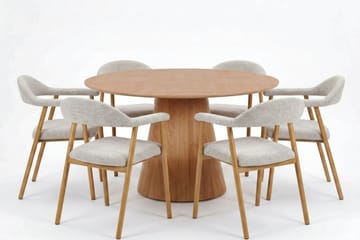 Siena spisegruppe rundt 130 cm eg med 4 Ronja spisestole - Eg - Møbler - Borde - Spisebordssæt