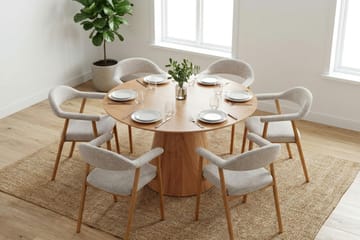 Siena spisegruppe rundt 130 cm eg med 4 Ronja spisestole - Eg - Møbler - Borde - Spisebordssæt
