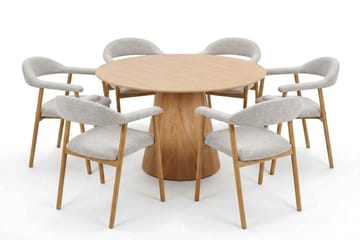 Siena spisegruppe rundt 130 cm eg med 4 Ronja spisestole - Eg - Møbler - Borde - Spisebordssæt