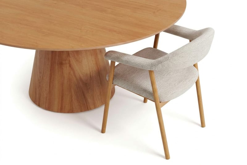Siena spisegruppe rundt 130 cm eg med 4 Ronja spisestole - Sand/Eg - Møbler - Borde - Spisebordssæt