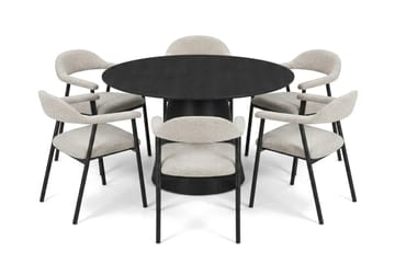 Siena spisegruppe rundt 130 cm sort med 4 Ronja spisestole - Sortbejdset eg - Møbler - Borde - Spisebordssæt