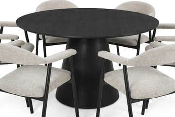 Siena spisegruppe rundt 130 cm sort med 4 Ronja spisestole - Sortbejdset eg - Møbler - Borde - Spisebordssæt