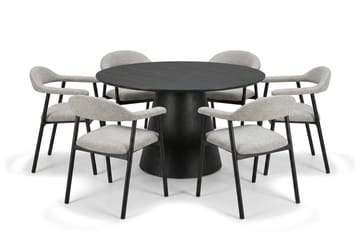 Siena spisegruppe rundt 130 cm sort med 4 Ronja spisestole - Sortbejdset eg - Møbler - Borde - Spisebordssæt