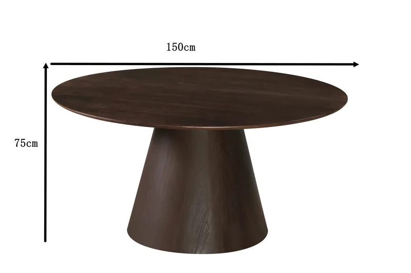 Siena Stort Spisebord Rundt 150 cm Finér - Røget eg - Møbler - Borde - Spisebord og køkkenbord