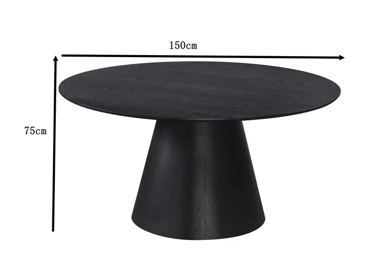 Siena Stort Spisebord Rundt 150 cm Finer - Sort - Møbler - Borde - Spisebord og køkkenbord