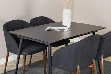 Silar Rektangulær Spisegruppe 120-160 cm med 4 Arch Spisestole - sort - Møbler - Borde - Spisebordssæt