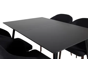 Silar Rektangulær Spisegruppe 120-160 cm med 4 Arch Spisestole - sort - Møbler - Borde - Spisebordssæt