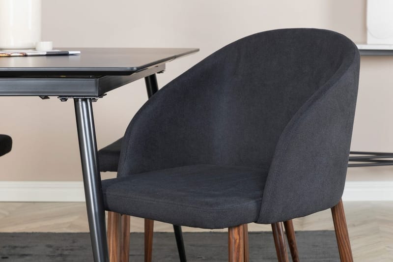 Silar Rektangulær Spisegruppe 120-160 cm med 4 Arch Spisestole - sort - Møbler - Borde - Spisebordssæt