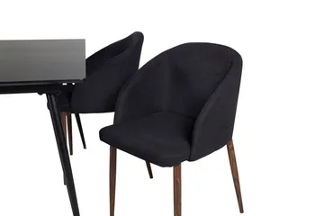 Silar Rektangulær Spisegruppe 120-160 cm med 4 Arch Spisestole - sort - Møbler - Borde - Spisebordssæt
