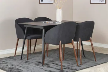 Silar Rektangulær Spisegruppe 120-160 cm med 4 Arch Spisestole - sort - Møbler - Borde - Spisebordssæt