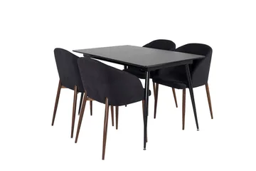 Silar Rektangulær Spisegruppe 120-160 cm med 4 Arch Spisestole - sort - Møbler - Borde - Spisebordssæt