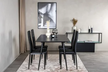 Silar Rektangulær Spisegruppe 120-160 cm med 4 Slim Spisestole - sort - Møbler - Borde - Spisebordssæt