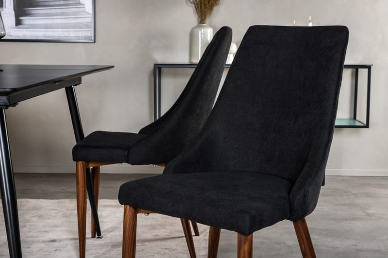 Silar rektangulært spisebordssæt 120-160 cm med 4 Leone spisebordsstole - sort - Møbler - Borde - Spisebordssæt