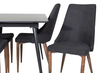 Silar rektangulært spisebordssæt 120-160 cm med 4 Leone spisebordsstole - sort - Møbler - Borde - Spisebordssæt